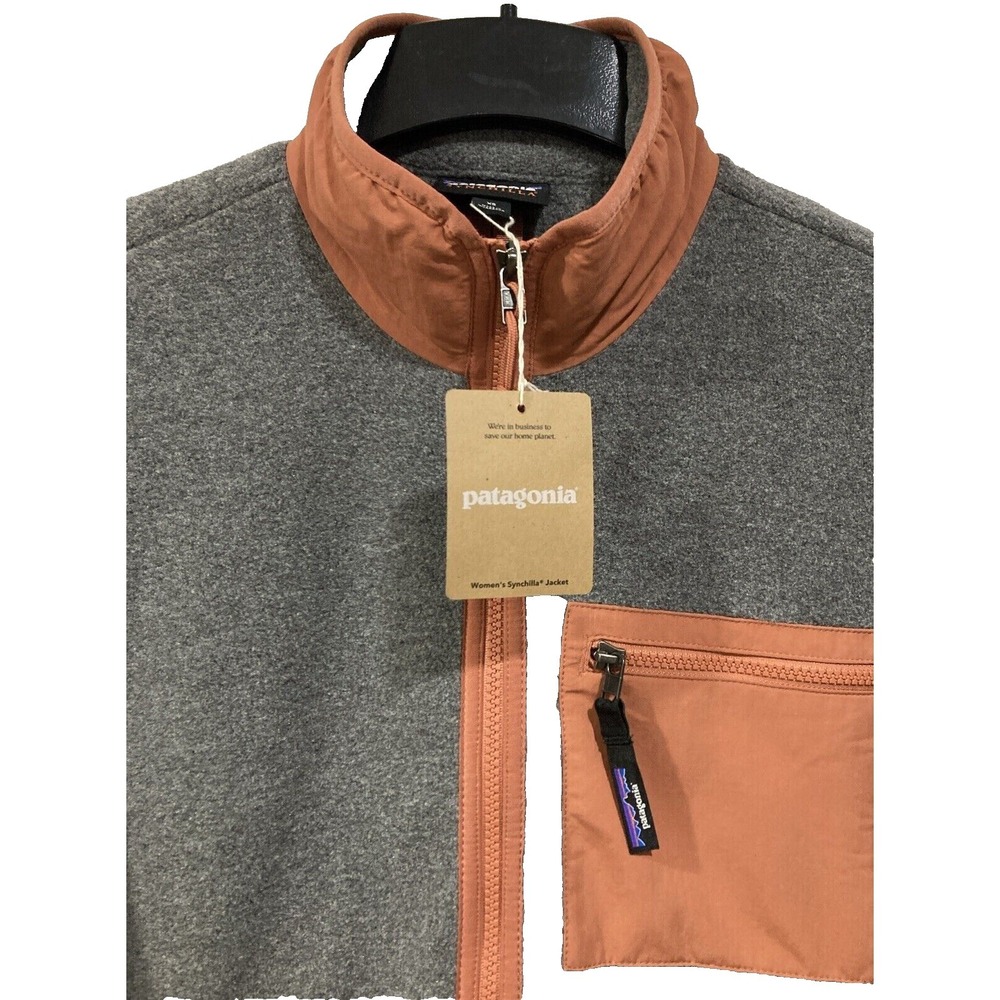 Patagonia Synchilla Fleece Full Zip Jacket Nickel w/ Burl Red Women's Size M NWT - Picture 2 of 5